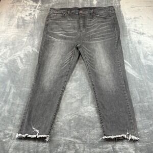 Risen Los Angeles Faded Black Distressed Skinny Jeans 3XL High Rise Raw Hem